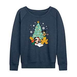 Disney's Mickey Mouse & Friends Women's Grid Slouchy Graphic Sweatshirt