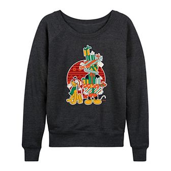 Disney's Mickey Mouse and Pluto Women's Stockings French Terry Long Sleeve Tee