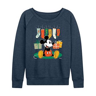 Disney's Mickey Mouse Women's Stockings French Terry Long Sleeve Tee