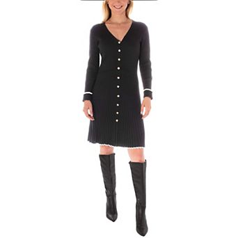 Women's Taylor Ribbed Button Down Long Sleeve Sweater Dress