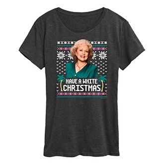 Women's Golden Girls Rose White Christmas Graphic Tee