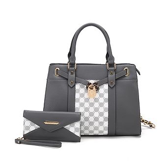 MKF Collection Christine Circular Print Satchel Bag witch matching wallet by Mia K- 2 pc