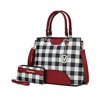 MKF Collection Gabriella Checkers Vegan Leather Handbag with Wallet by Mia K