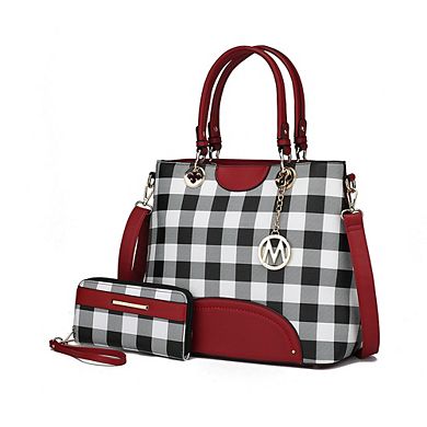 MKF Collection Gabriella Checkers Handbag with Wallet by Mia K