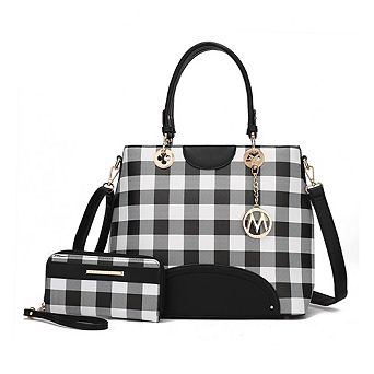 MKF Collection Gabriella Checkers Handbag with Wallet by Mia K