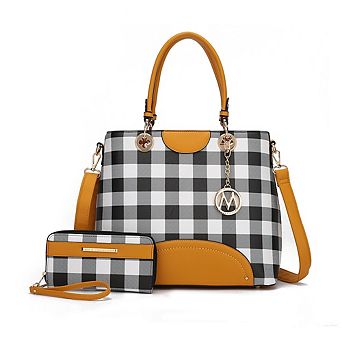 MKF Collection Gabriella Checkers Handbag with Wallet by Mia K