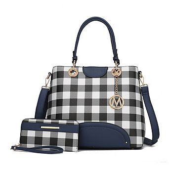 MKF Collection Gabriella Checkers Handbag with Wallet by Mia K