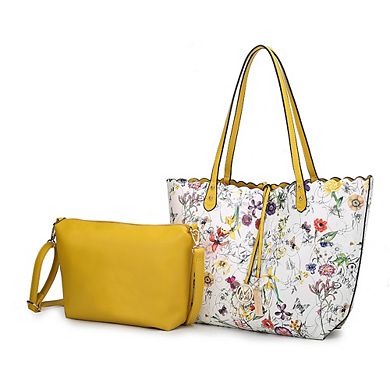 MKF Collection Danielle Vegan Leather Reversible Shopper Handbag Tote by Mia K