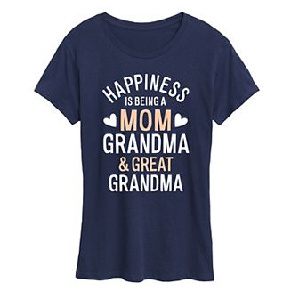 Women's Happiness Mom Grandma & Great Grandma Graphic Tee