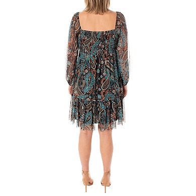 Women's Taylor Mesh & Smocked Mini Dress
