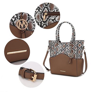 MKF Collection Iris Snake Embossed Women’s Tote Bag & matching Wristlet Pouch by Mia K- 2 PCS