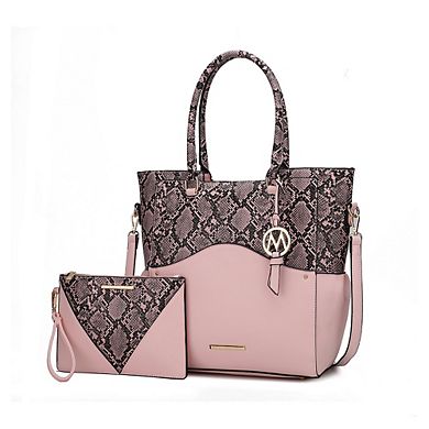 MKF Collection Iris Snake Embossed Women’s Tote Bag & matching Wristlet Pouch by Mia K- 2 PCS