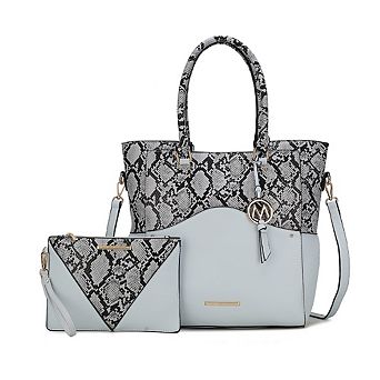 MKF Collection Iris Snake Embossed Women’s Tote Bag & matching Wristlet Pouch by Mia K- 2 pc