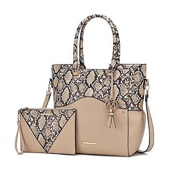 MKF Collection Iris Snake Embossed Women’s Tote Bag & matching Wristlet Pouch by Mia K- 2 pc