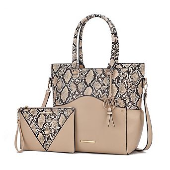 MKF Collection Iris Snake Embossed Women’s Tote Bag & matching Wristlet Pouch by Mia K- 2 pc
