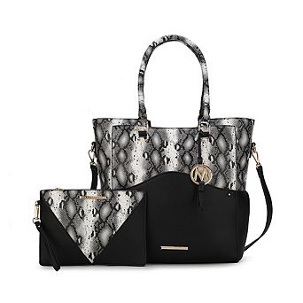 MKF Collection Iris Snake Embossed Women’s Tote Bag & matching Wristlet Pouch by Mia K- 2 pc