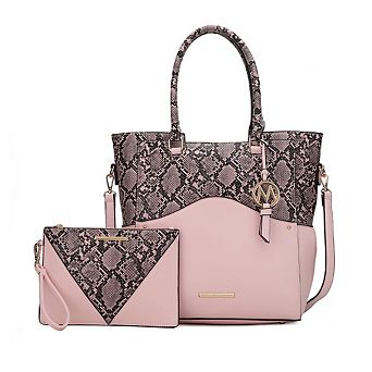 MKF Collection Iris Snake Embossed Women’s Tote Bag & matching Wristlet Pouch by Mia K- 2 pc