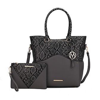 MKF Collection Iris Snake Embossed Women’s Tote Bag & matching Wristlet Pouch by Mia K- 2 pc