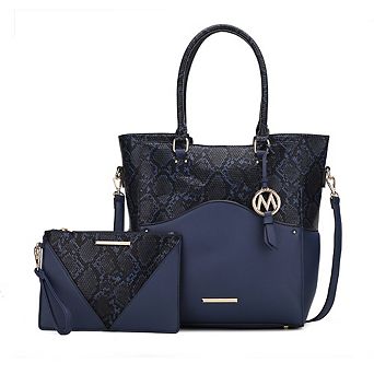 MKF Collection Iris Snake Embossed Women’s Tote Bag & matching Wristlet Pouch by Mia K- 2 pc