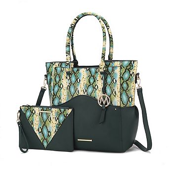 MKF Collection Iris Snake Embossed Women’s Tote Bag & matching Wristlet Pouch by Mia K- 2 pc