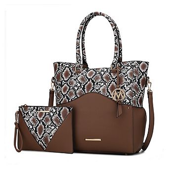 MKF Collection Iris Snake Embossed Women’s Tote Bag & matching Wristlet Pouch by Mia K- 2 pc