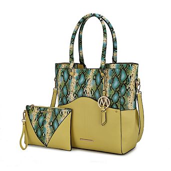 MKF Collection Iris Snake Embossed Women’s Tote Bag & matching Wristlet Pouch by Mia K- 2 pc