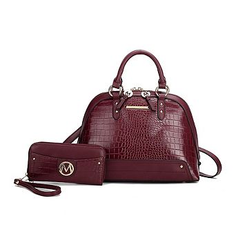 MKF Collection Nora Women's Premium Croco Satchel by Mia k- 2 pc