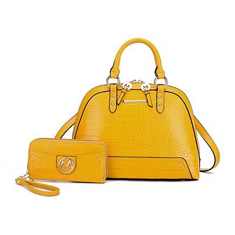 MKF Collection Nora Women's Premium Croco Satchel by Mia k- 2 pc