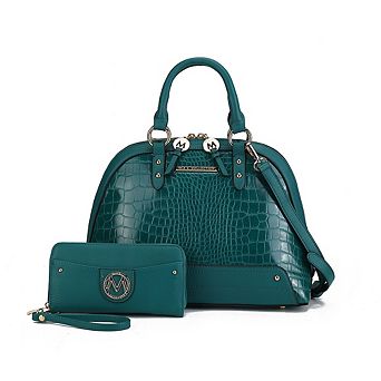 MKF Collection Nora Women's Premium Croco Satchel by Mia k- 2 pc