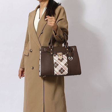 MKF Collection Christine Plaid Women’s Satchel Bag witch matching wallet by Mia K- 2 pieces