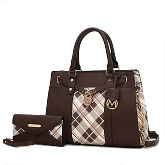 MKF Collection Christine Plaid Women’s Satchel Bag witch matching wallet by Mia K- 2 pc