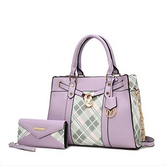 MKF Collection Christine Plaid Women’s Satchel Bag witch matching wallet by Mia K- 2 pc