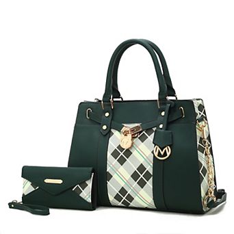 MKF Collection Christine Plaid Women’s Satchel Bag witch matching wallet by Mia K- 2 pc