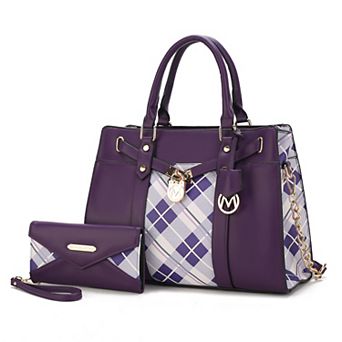 MKF Collection Christine Plaid Women’s Satchel Bag witch matching wallet by Mia K- 2 pc