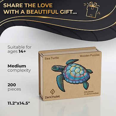 Sea Turtle 200 Piece Wooden Jigsaw Puzzle