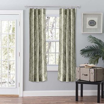 Lexington Leaf Pattern on Colored Ground Premium Curtain Pair with Ties
