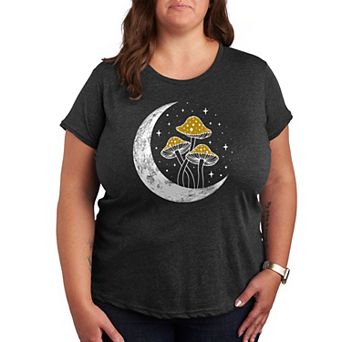 Plus Crescent Moon With Mushrooms Graphic Tee