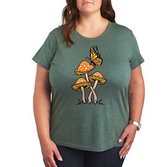 Plus Mushrooms With Butterfly Graphic Tee