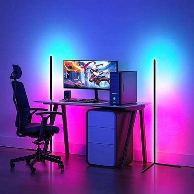 2-PACK Black RGBCW Color Changing Corner Floor Lamp