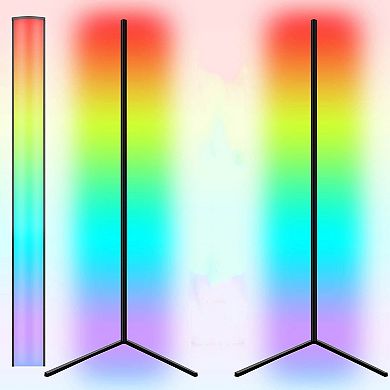 2-PACK Black RGBCW Color Changing Corner Floor Lamp