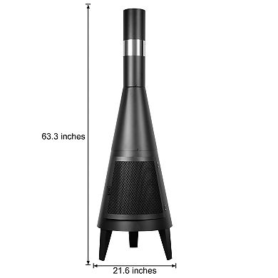 Outdoor Black Modern Mesh Chiminea Fireplace