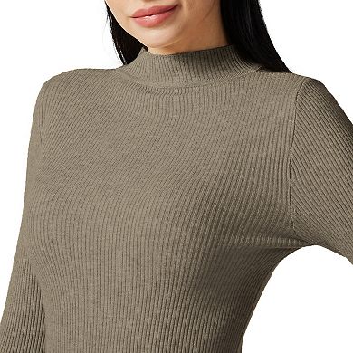 Lightweight Ribbed Mock Turtleneck for Women - Slim Fit