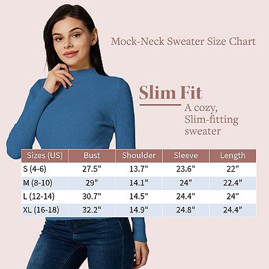 Lightweight Ribbed Mock Turtleneck for Women - Slim Fit