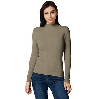 Women's Cozy Soft with Stretch Ribbed Mock Turtleneck Top - Slim Fit Sweater Top