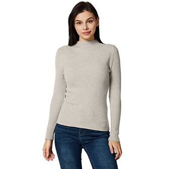 Women's Cozy Soft with Stretch Ribbed Mock Turtleneck Top - Slim Fit Sweater Top