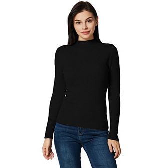 Women's Cozy Soft with Stretch Ribbed Mock Turtleneck Top - Slim Fit Sweater Top