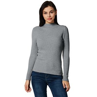 Women's Cozy Soft with Stretch Ribbed Mock Turtleneck Top - Slim Fit Sweater Top
