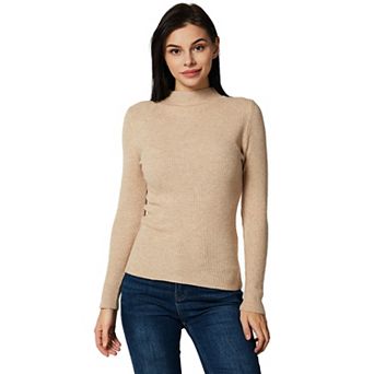 Women's Cozy Soft with Stretch Ribbed Mock Turtleneck Top - Slim Fit Sweater Top