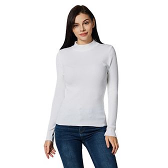 Women's Cozy Soft with Stretch Ribbed Mock Turtleneck Top - Slim Fit Sweater Top