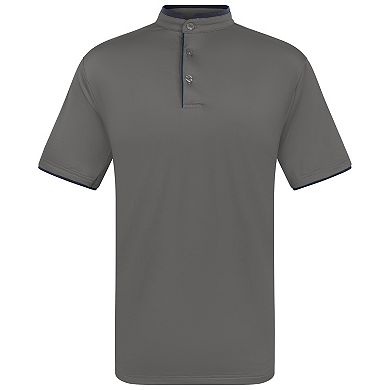 Men's Short Sleeve Henley Polo Shirt with Contrast-Trim